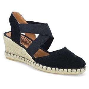 Miz Mooz Mona Espadrille Wedge Sandals Size EU 40 9 9.5 Black Suede NEW